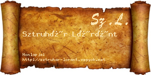 Sztruhár Lóránt névjegykártya