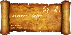 Sztruhár Lóránt névjegykártya